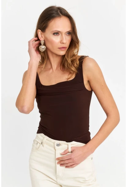 Kadın Kahve Degaje Yaka Askılı Atlet GÇ199