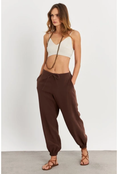 Kadın Kahverengi Kubra Şalvar Pantolon GÇ900