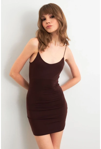 Kadın Kahverengi  Maxi Elbise MEN2059