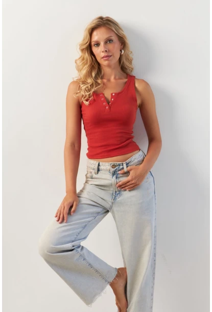 Kadın Kiremit Patlı Kaşkorse Bluz MK02