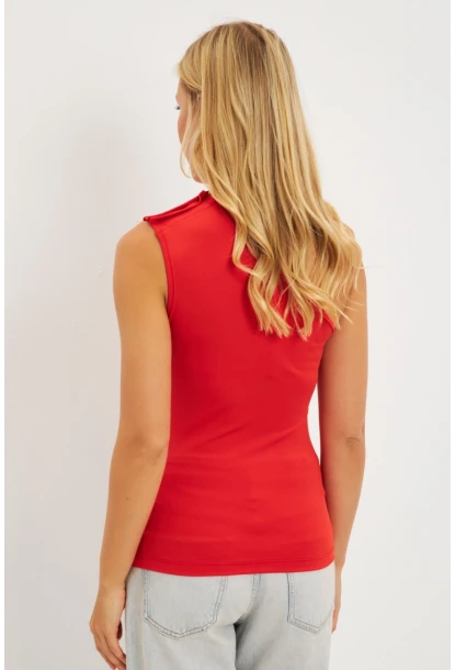 Kadın Kırmızı Düğme Detaylı Bluz EY2790