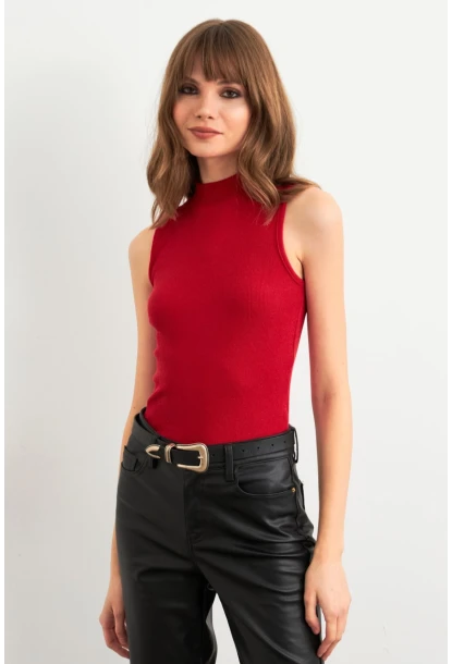 Kadın Kırmızı Kolsuz Bluz GA102