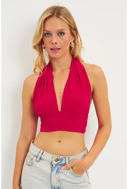 Kadın Kırmızı Multi Bağlamalı Crop Bluz LPP1280