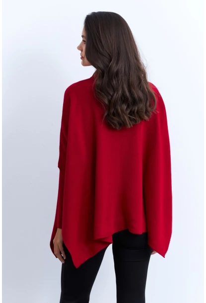 Kadın Kırmızı Yırtmaçlı Triko Bluz MSMT2262