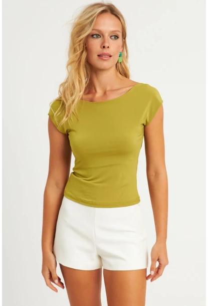 Kadın Kivi Sırtı Açık Bluz YZ1080