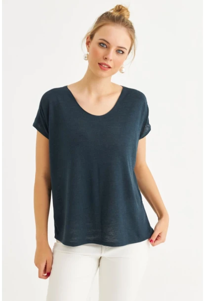 Kadın Lacivert Basic Bluz AYD410