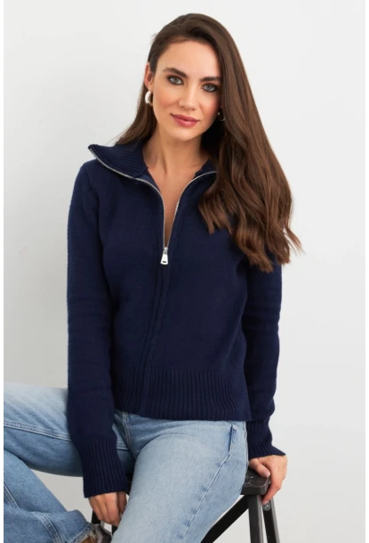 Kadın Lacivert Devrik Yaka Hırka TEM102