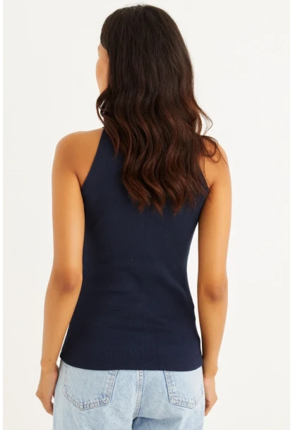 Kadın Lacivert Kaşkorse Kolsuz Bluz Yİ1566