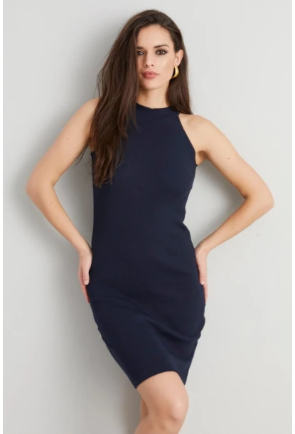 Kadın Lacivert Kaşkorse Kolsuz Elbise Yİ1567
