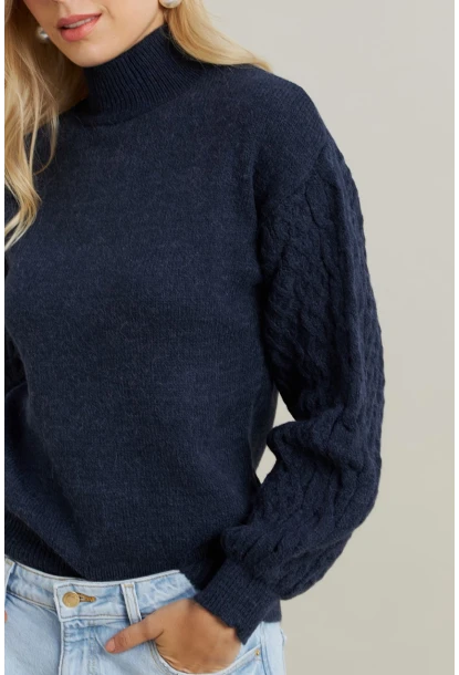 Kadın Lacivert Pencereli Kazak SE3