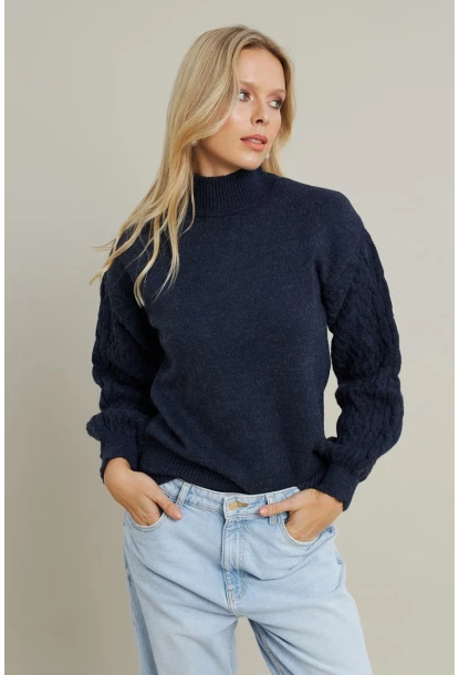 Kadın Lacivert Pencereli Kazak SE3