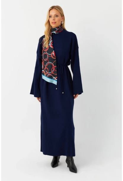 Kadın Lacivert Triko Maxi Elbise MTC3367