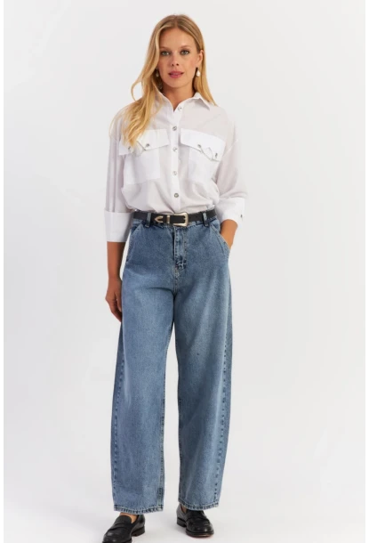 Kadın Mavi Baggy Pantolon AUR2