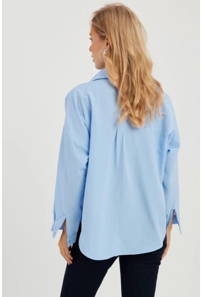 Kadın Mavi Basic Gömlek ZER403