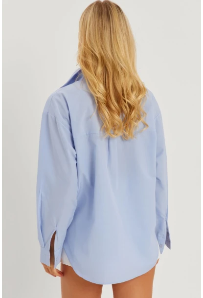 Kadın Mavi Taşlı Gömlek SF2550