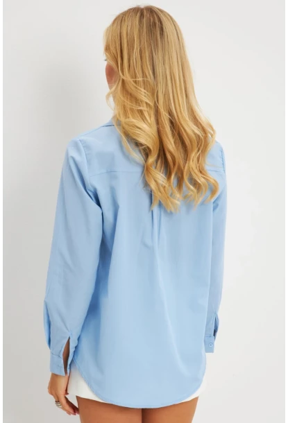 Kadın Mavi Taşlı Gömlek ZER404