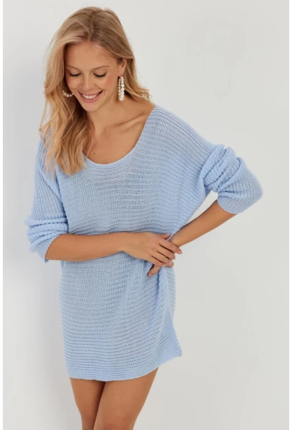 Kadın Mavi Triko Kazak SMT223