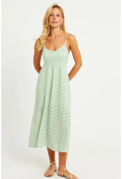 Kadın Mint Astarlı Brode Midi Elbise TW70102-90