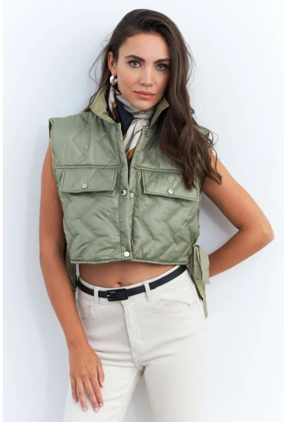 Kadın Mint Crop Yelek İS808