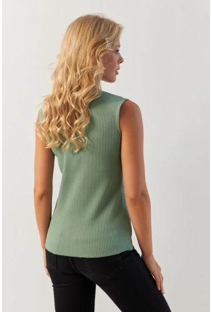 Kadın Mint Kare Yaka Triko Bluz SMT243