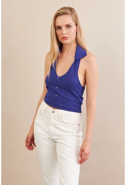 Kadın Mor Sırtı Açık Bluz ZH01-90