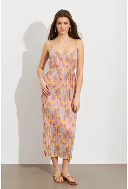 Kadın Multi Astarlı Desenli Midi Elbise TOP08