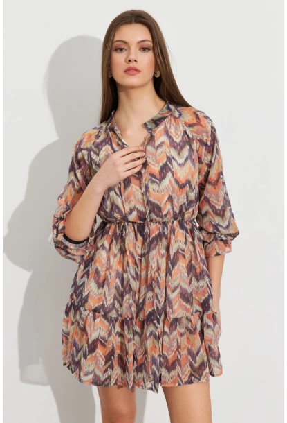 Kadın Multi Desenli Şifon Mini Elbise ROP107