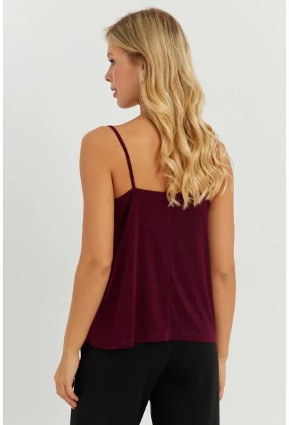 Kadın Mürdüm Askılı Bluz AYD269