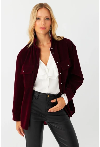 Kadın Mürdüm Süet Gömlek CAR1074