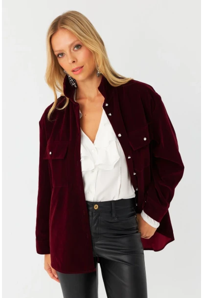 Kadın Mürdüm Süet Gömlek CAR1074