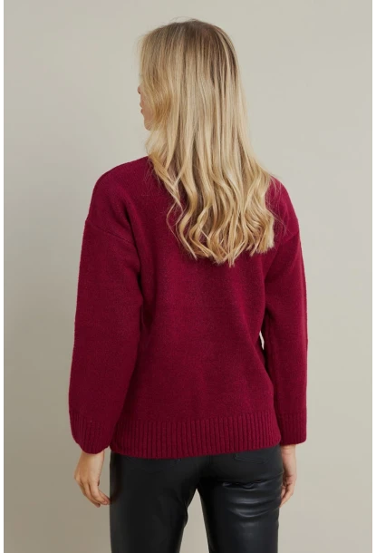 Kadın Mürdüm Triko Kazak AYD390