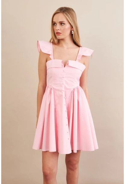 Kadın Pembe Midi Dokuma Elbise PSG1010