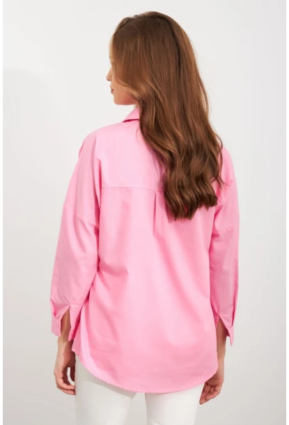 Kadın Pembe Nakışlı Gömlek DAF5017