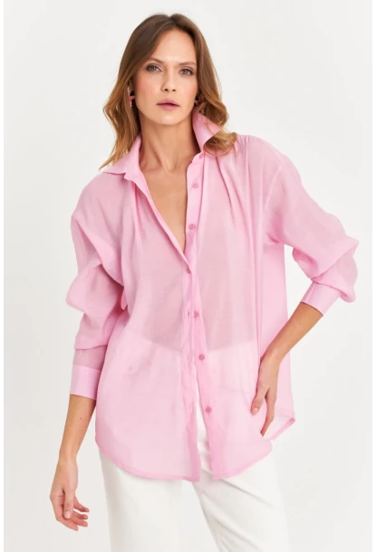 Kadın Pembe Sırtı Açık Gömlek MOD2369