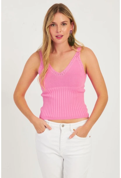 Kadın Pembe Triko Bluz SMT225