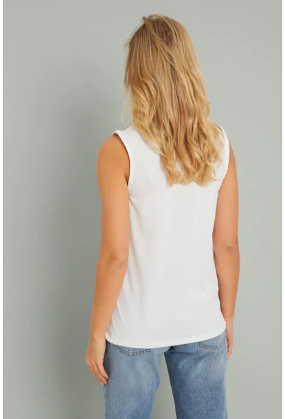 Kadın Polo Yaka Bluz Beyaz AYD276