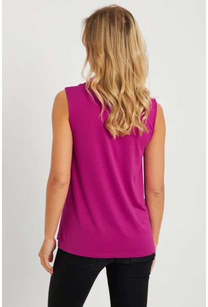 Kadın Polo Yaka Bluz Fuşya AYD276