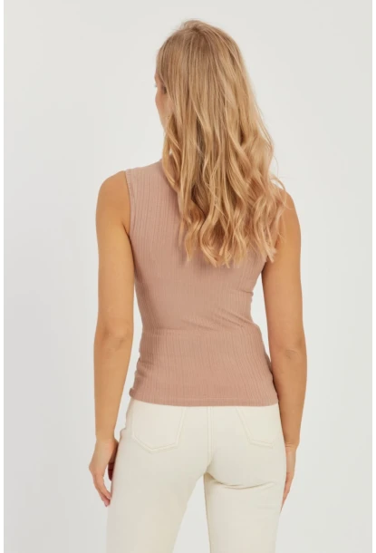 Kadın Pudra Fitilli Kolsuz Bluz LPP1261
