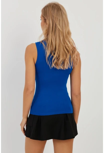 Kadın Saks Kolsuz Bluz LPP1260