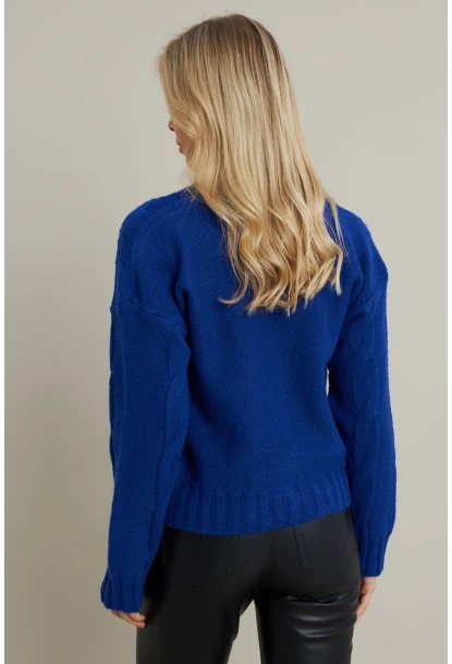 Kadın Saks Saç Örgülü Hırka YV295