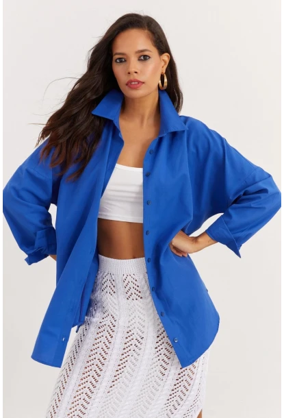 Kadın Saks Salaş Gömlek SF2132