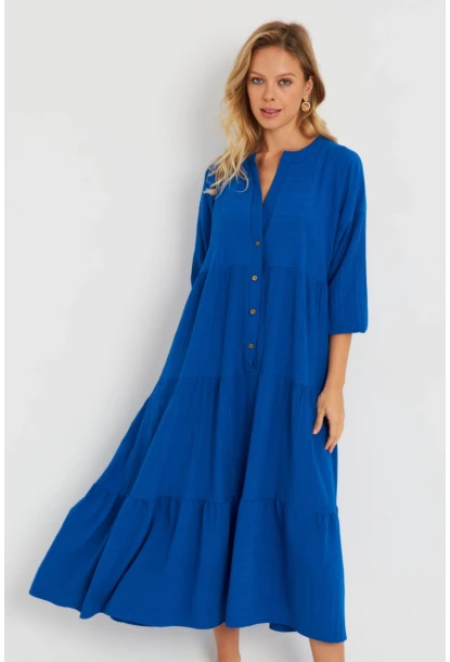 Kadın Salaş Midi Elbise Saks Q982