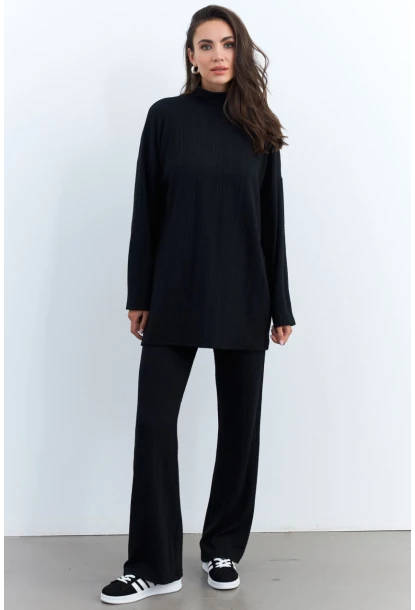 Kadın Siyah Alt Üst Pantolon Takım MTF28