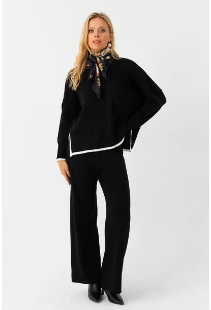 Kadın Siyah Alt Üst Triko Takım  MYİL12