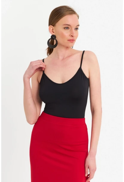 Kadın Siyah Askılı Basic Atlet FLS06