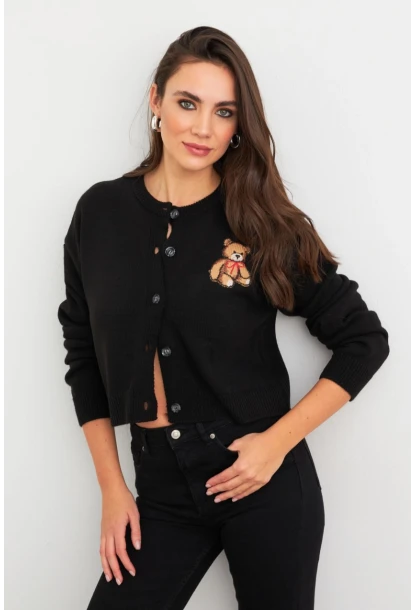 Kadın Siyah Ayıcıklı Hırka TEM99