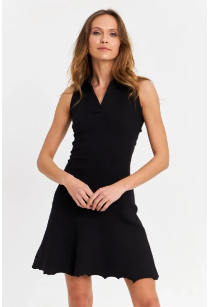 Kadın Siyah Bağlama  Detaylı Kaşkorse Mini Elbise FRY2271