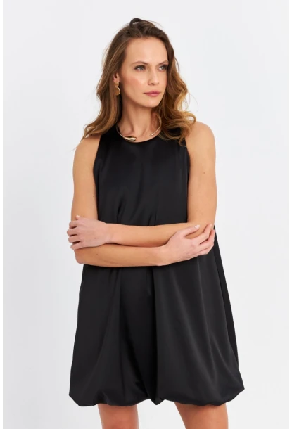 Kadın Siyah Balon Etekli Mini Elbise TW27