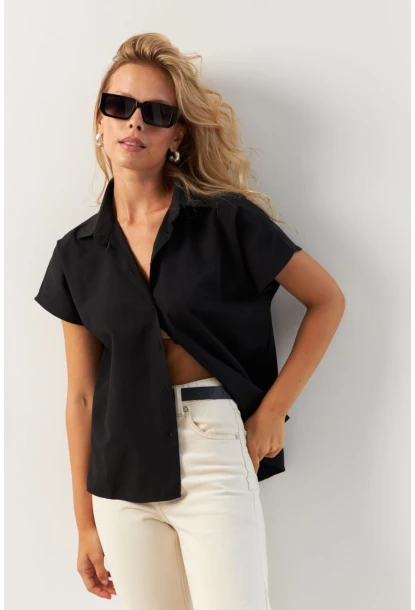 Kadın Siyah Basic Gömlek K982