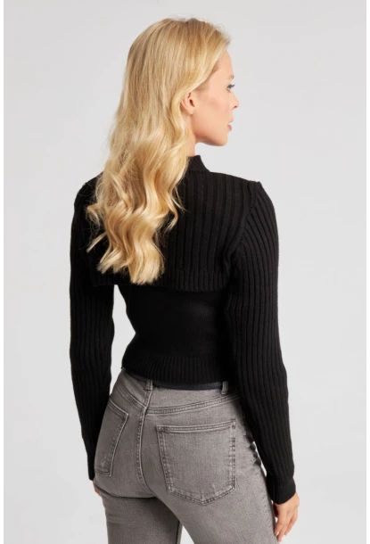 Kadın Siyah Bolerolu Triko Takım YZ524